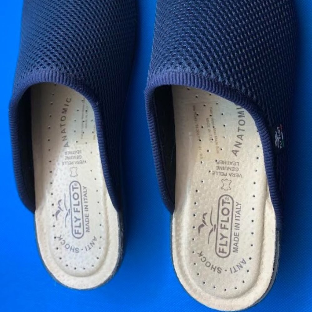 Fly Flot Italian Blue Wedge Comfort Clogs